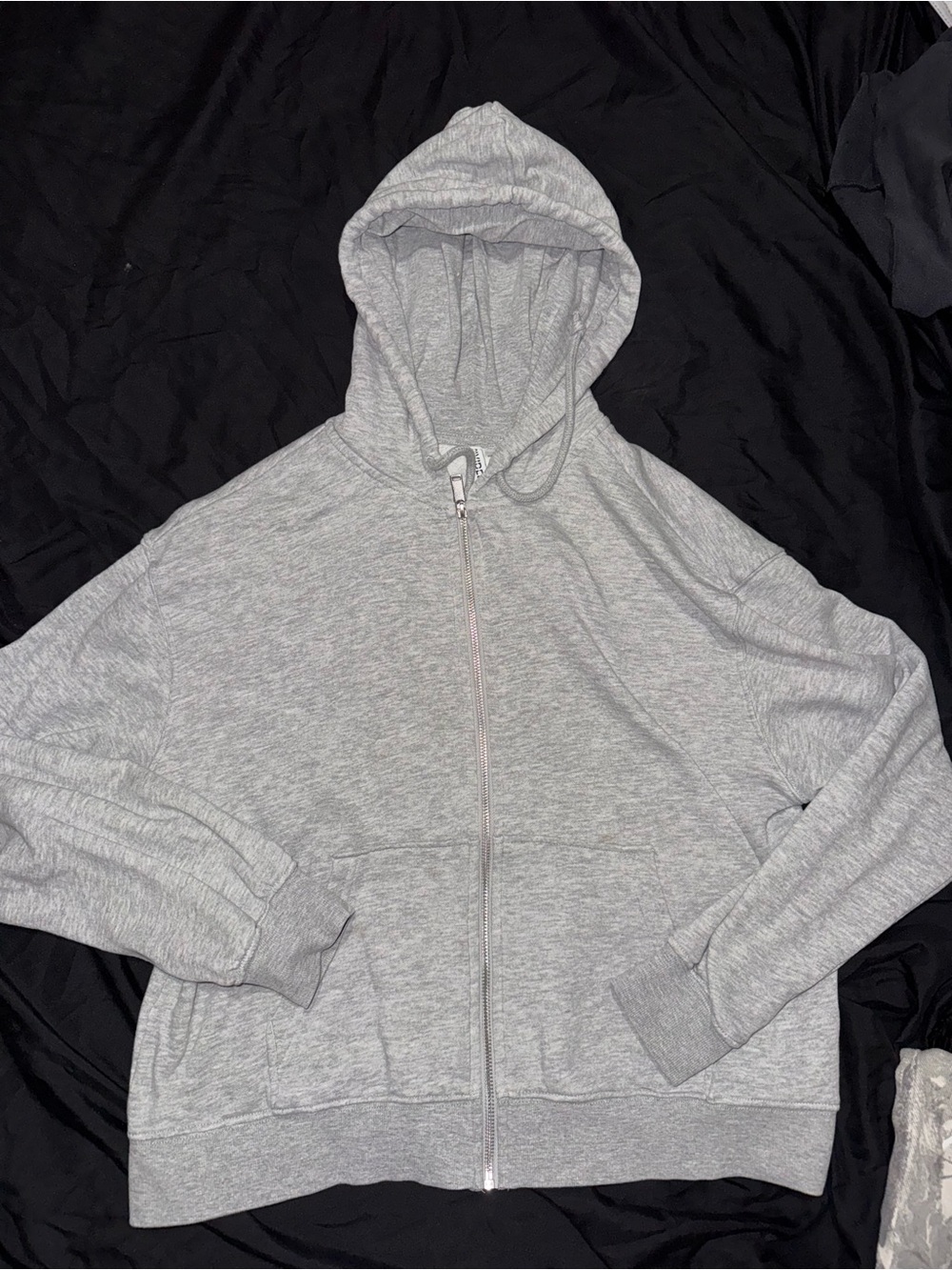 Gray H&M zip up over sized hoodie sz S